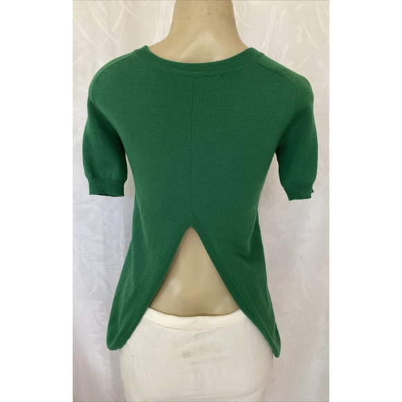 Cedric Charlier Sweater Knit Top Short Sleeve Round Neck Green Split Bac… - Picture 4 of 7